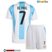 Otroške Nogometnih dresov Argentina Rodrigo De Paul #7 Domači Copa America 2024 Kratki rokavi (+ hlače)